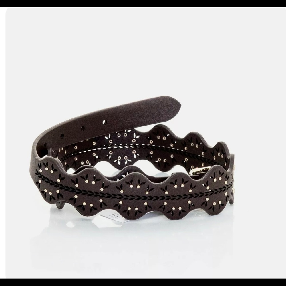 NWOT whbm brown scallop studded belt, xxs